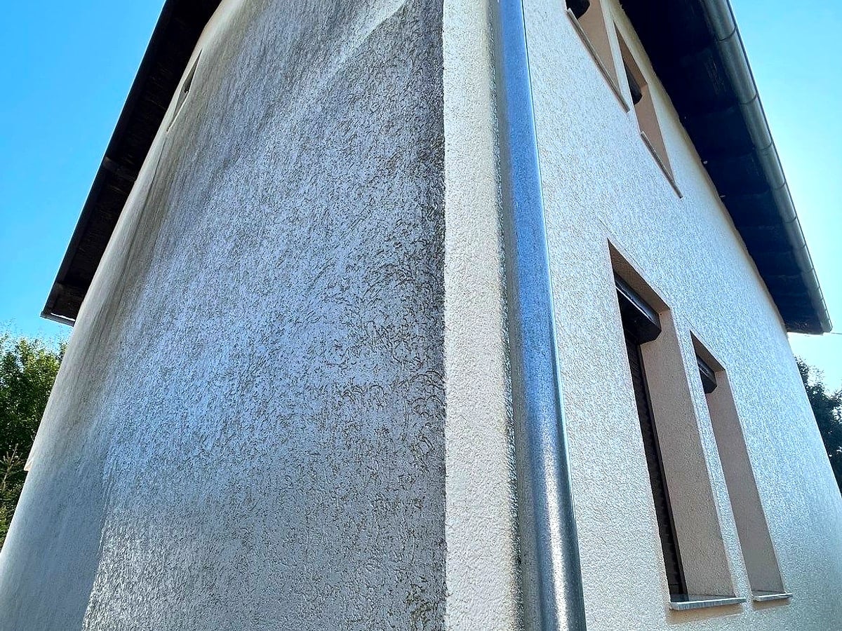 Fasadë me njolla biologjike para pastrimit